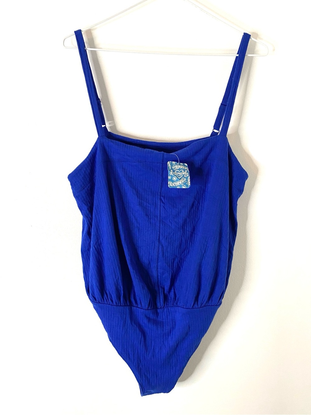 Intimately By Free People Marissa Bodysuit Primary Blue Ribbed Tank NWT